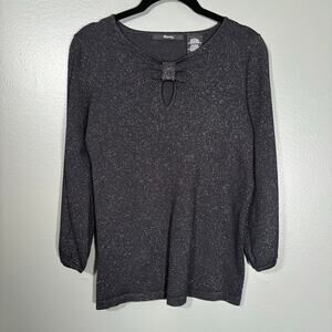 Raisey Women's Black & Gold Metallic Retro Glam Knit Top - Size Medium - Whimsy